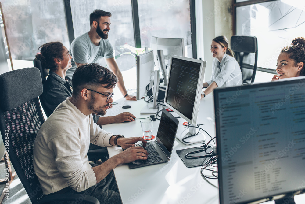 Software engineers collaborating on enterprise software development