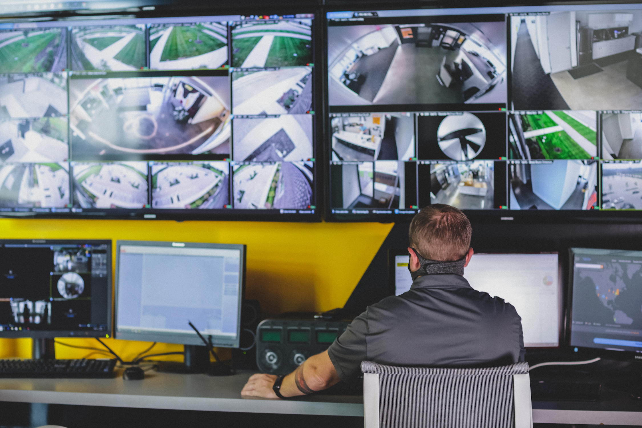 Security operations center monitoring CCTV surveillance systems