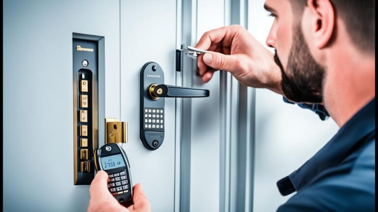Locksmith Singapore unlocking a digital door lock with professional tools