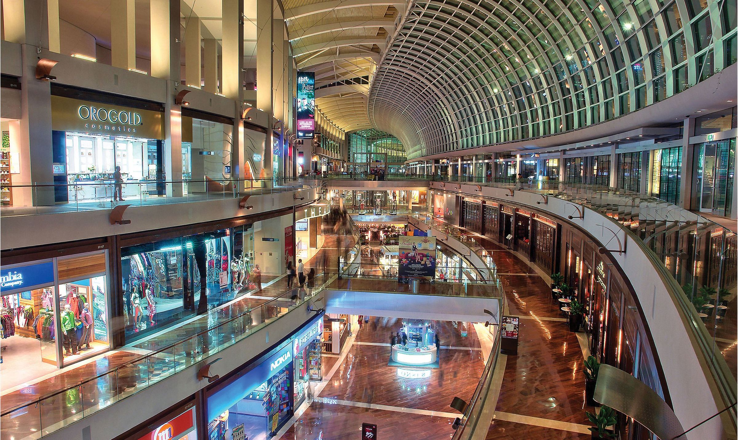 Interior of a luxury shopping mall in Singapore