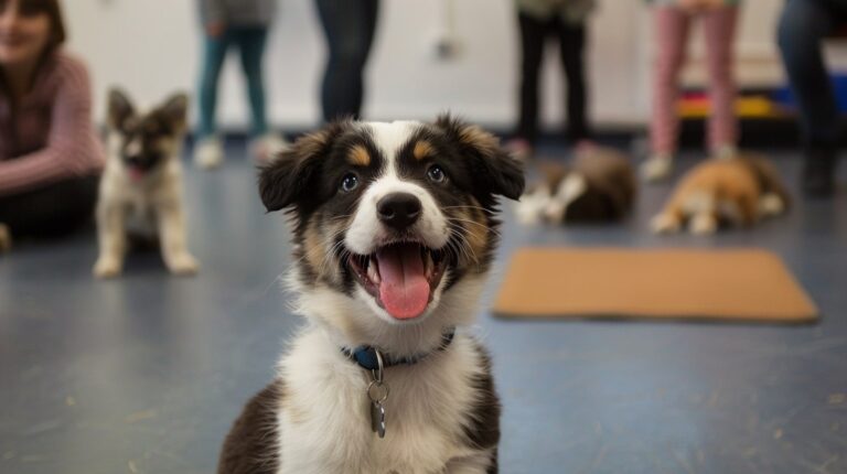Happy dog during obedience training class in Singapore