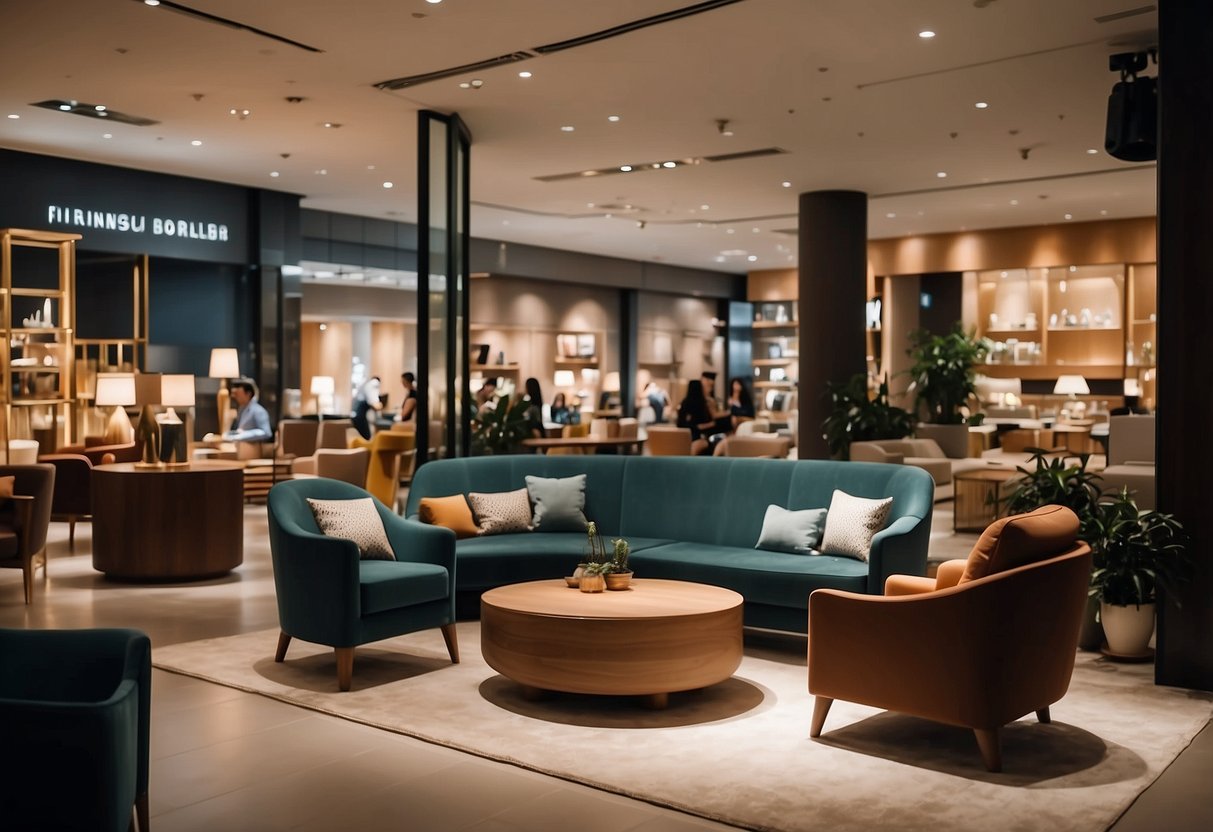 Modern furniture showroom with living room displays in Singapore
