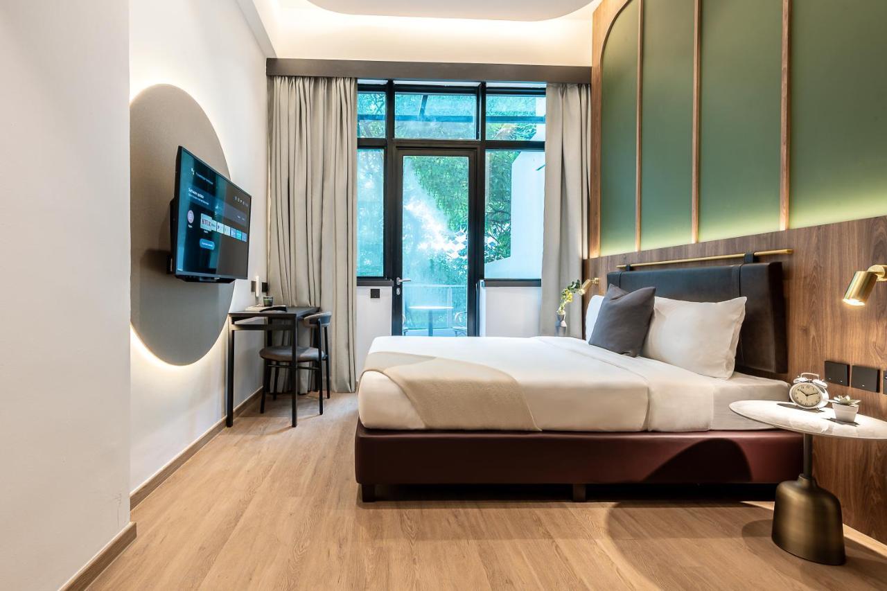 Modern boutique hotel room with elegant interior design