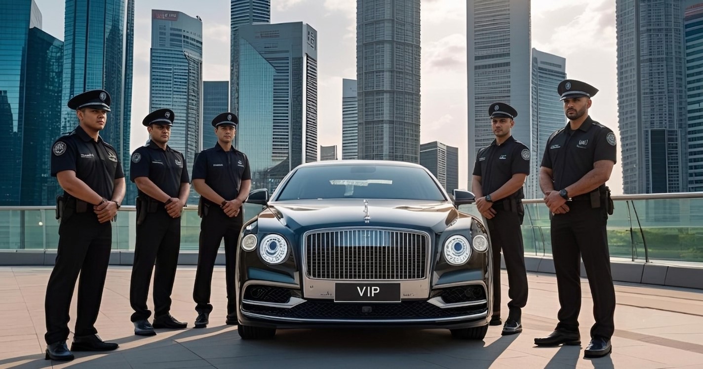 Professional security guards protecting a luxury property in Singapore