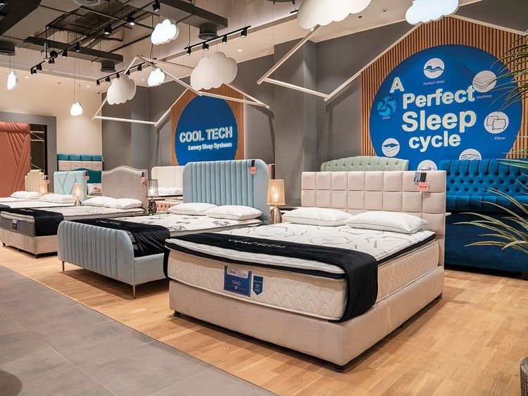 Mattress retailer showcasing multiple mattress brands in Singapore