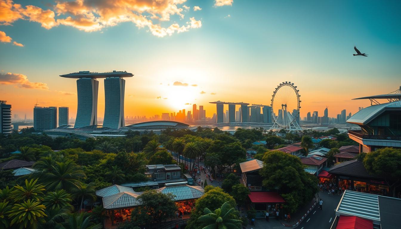 Skyline view of Marina Bay Sands and Gardens by the Bay