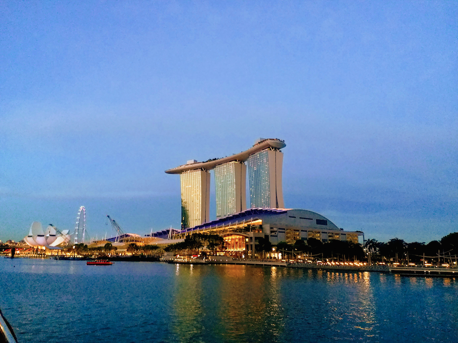 Best Family Attractions Singapore Marina Bay Sands waterfront at dusk in Singapore